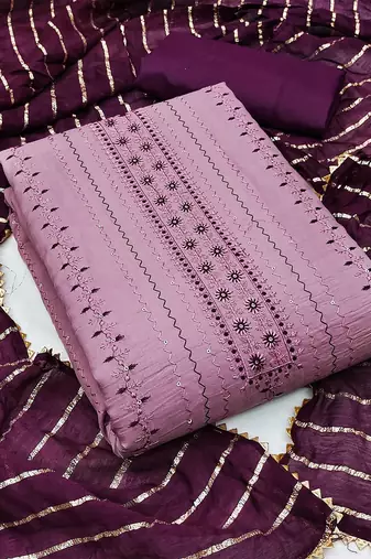 ethnic motifs embroidered unstitched dress material