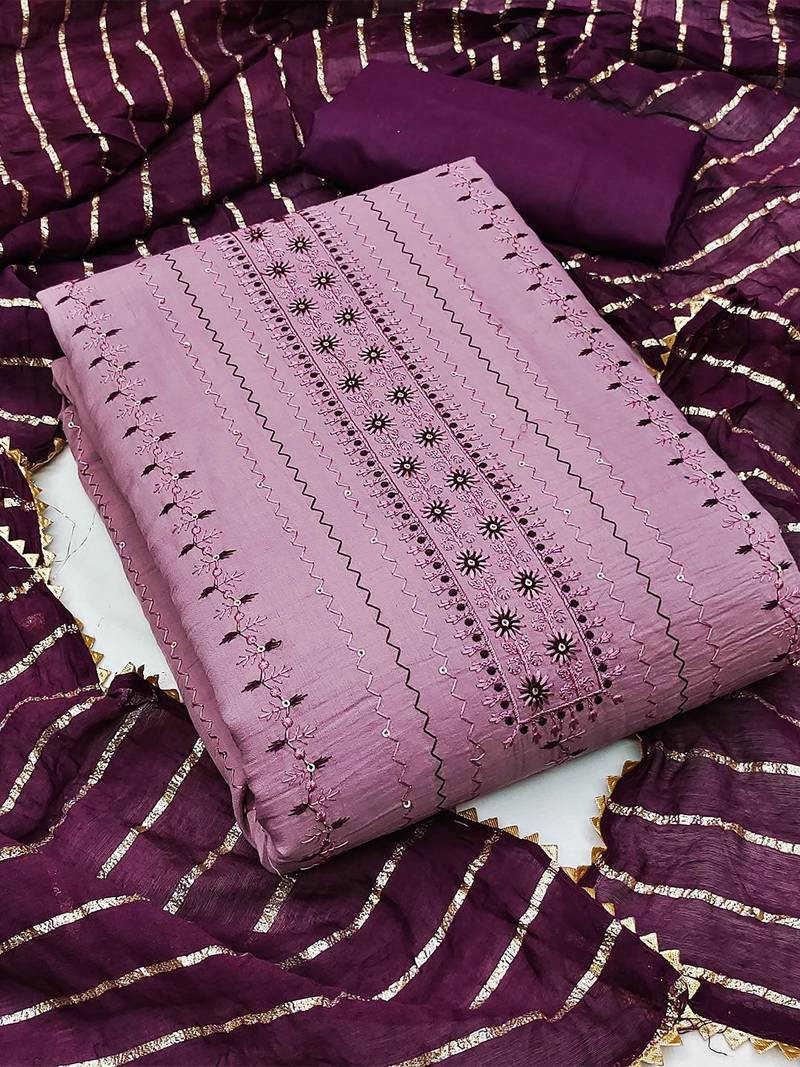 ethnic motifs embroidered unstitched dress material