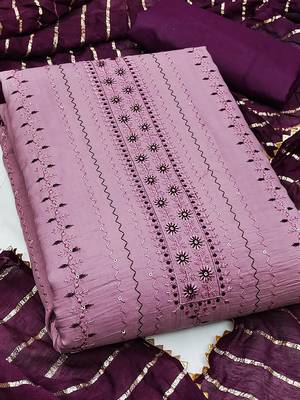 ethnic motifs embroidered unstitched dress material 2