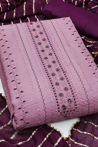 ethnic motifs embroidered unstitched dress material