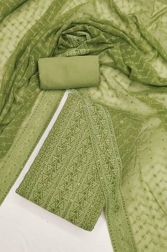 ethnic motifs embroidered sequinned georgette unstitched dress material