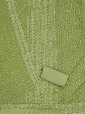 ethnic motifs embroidered sequinned georgette unstitched dress material 4