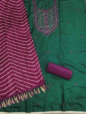 floral embroidered sequinned unstitched dress material 3