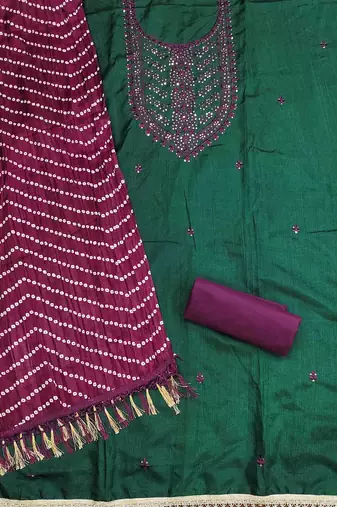 floral embroidered sequinned unstitched dress material