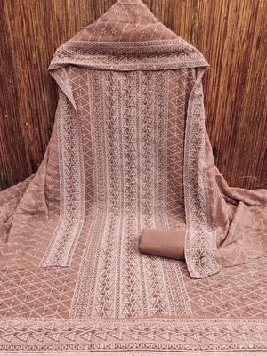geometric embroidered sequinned unstitched dress material 3