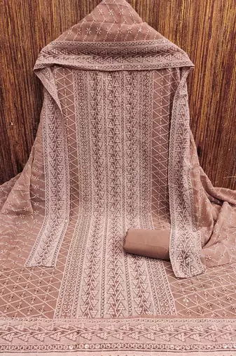 geometric embroidered sequinned unstitched dress material