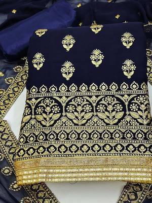 embroidered unstitched dress material 2