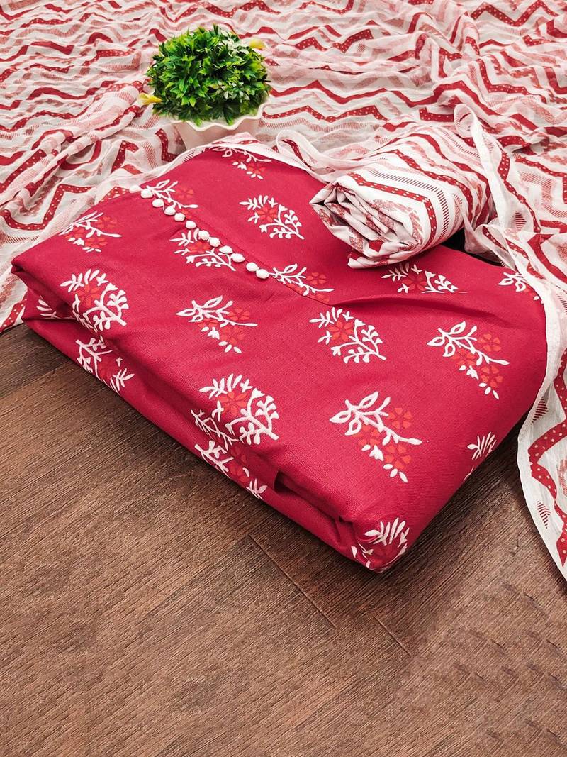 floral printed cotton unstitched dress material