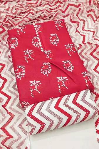 floral printed cotton unstitched dress material