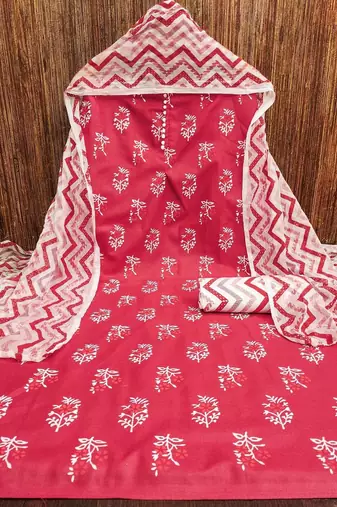 floral printed cotton unstitched dress material