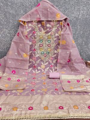 embroidered unstitched dress material 3