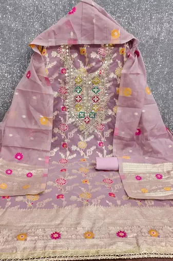 embroidered unstitched dress material