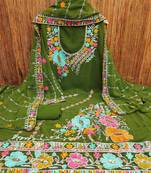 ethnic motifs embroidered silk georgette sequinned unstitched dress material