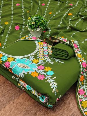 ethnic motifs embroidered silk georgette sequinned unstitched dress material 3