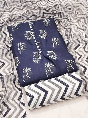 floral printed slub cotton unstitched dress material 2