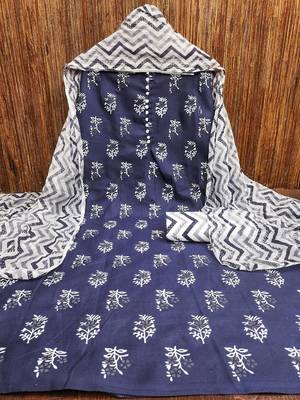floral printed slub cotton unstitched dress material 3