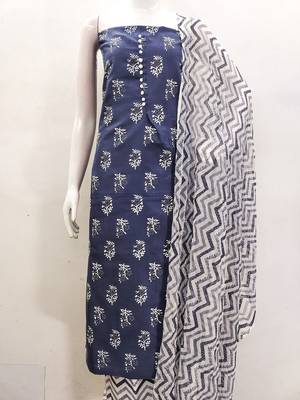 floral printed slub cotton unstitched dress material 4