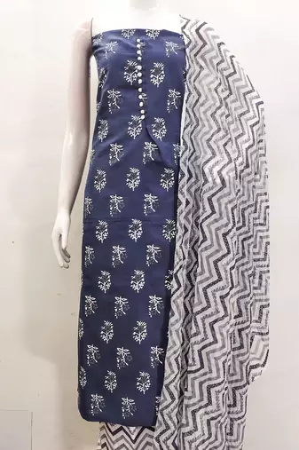 floral printed slub cotton unstitched dress material