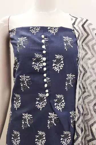 floral printed slub cotton unstitched dress material