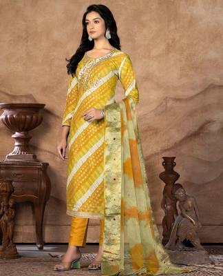 leheriya embellished unstitched dress material 4