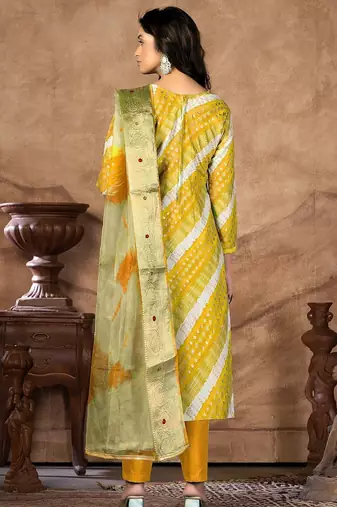 leheriya embellished unstitched dress material