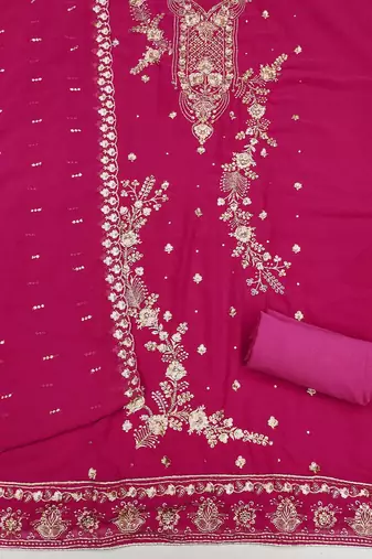 ethnic motifs embroidered beads and stones unstitched dress material