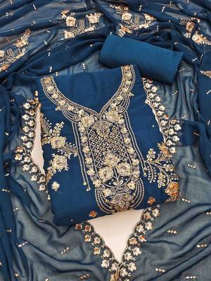 ethnic motifs embroidered beads and stones unstitched dress material 2