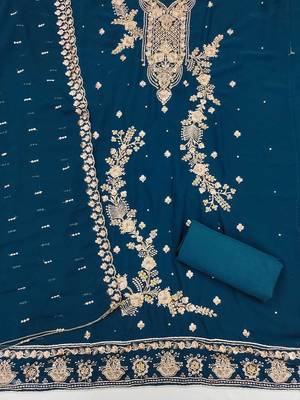 ethnic motifs embroidered beads and stones unstitched dress material 3