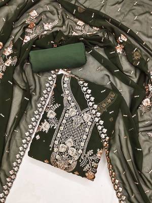 ethnic motifs embroidered beads and stones unstitched dress material 1