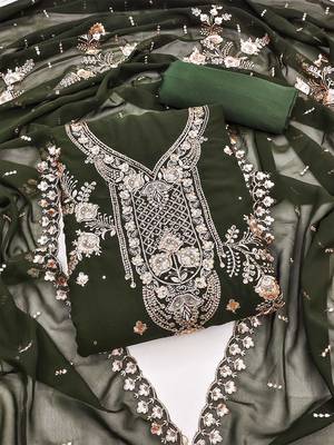 ethnic motifs embroidered beads and stones unstitched dress material 2