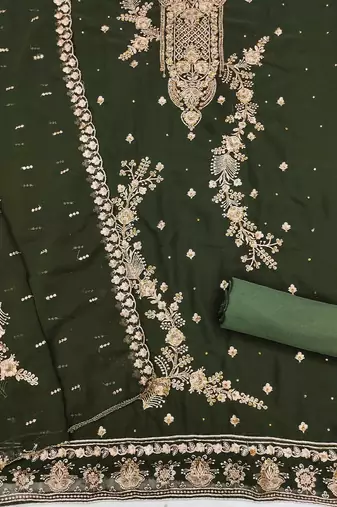 ethnic motifs embroidered beads and stones unstitched dress material