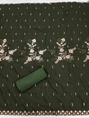 ethnic motifs embroidered beads and stones unstitched dress material 4
