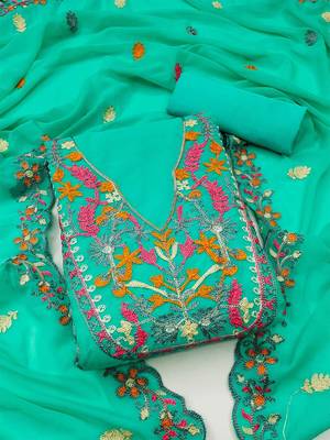 ethnic motifs embroidered unstitched dress material 1