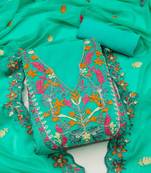 ethnic motifs embroidered unstitched dress material