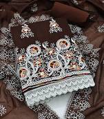 floral embroidered chanderi cotton unstitched dress material