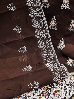 floral embroidered chanderi cotton unstitched dress material 4