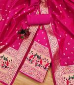ethnic motifs woven design zari unstitched dress material