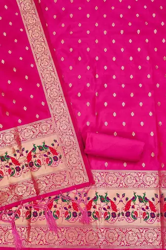 ethnic motifs woven design zari unstitched dress material