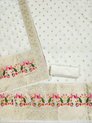 ethnic motifs woven design unstitched dress material 3