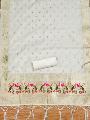 ethnic motifs woven design unstitched dress material 4