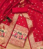 ethnic motifs woven design zari unstitched dress material