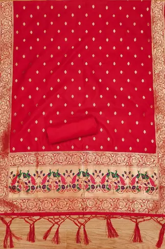 ethnic motifs woven design zari unstitched dress material