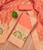 ethnic motifs woven design zari unstitched dress material