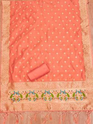 ethnic motifs woven design zari unstitched dress material 4