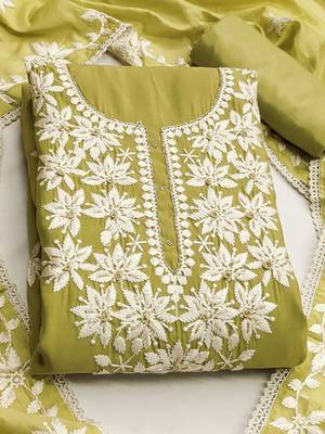floral embroidered unstitched dress material 2