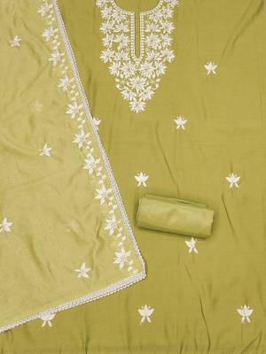 floral embroidered unstitched dress material 3