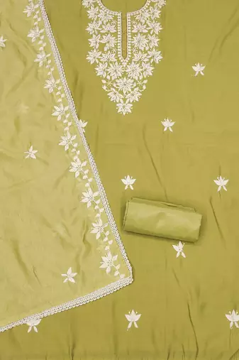 floral embroidered unstitched dress material