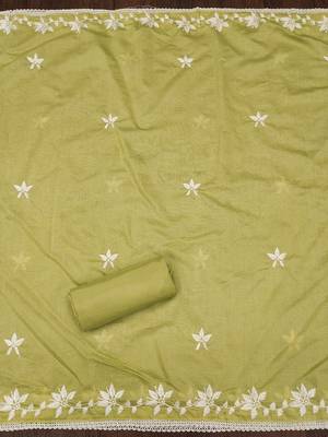 floral embroidered unstitched dress material 4