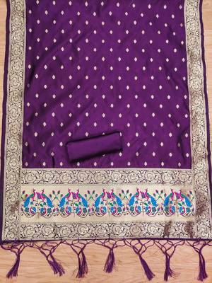 ethnic motifs woven design zari unstitched dress material 4