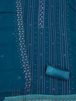 embroidered silk georgette unstitched dress material 3